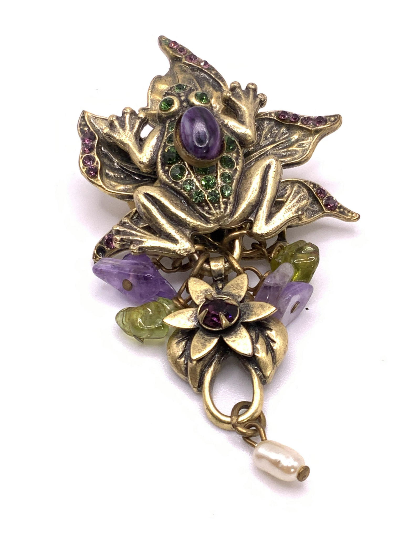 Vintage Bejeweled Frog Form Brooch, Jewelry (1 of 14)