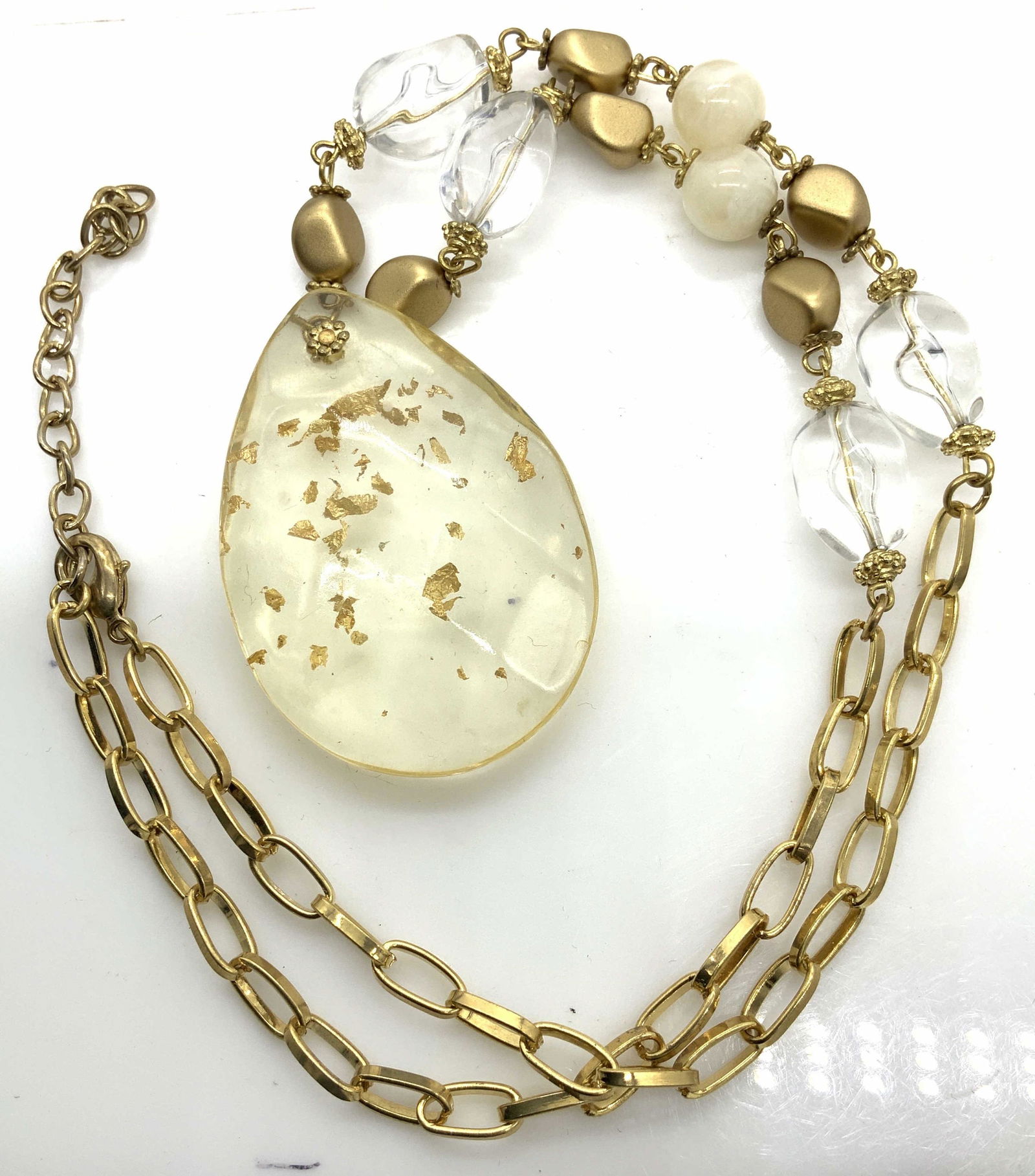 Gold tone Statement Long Chain Pendant necklace (1 of 5)