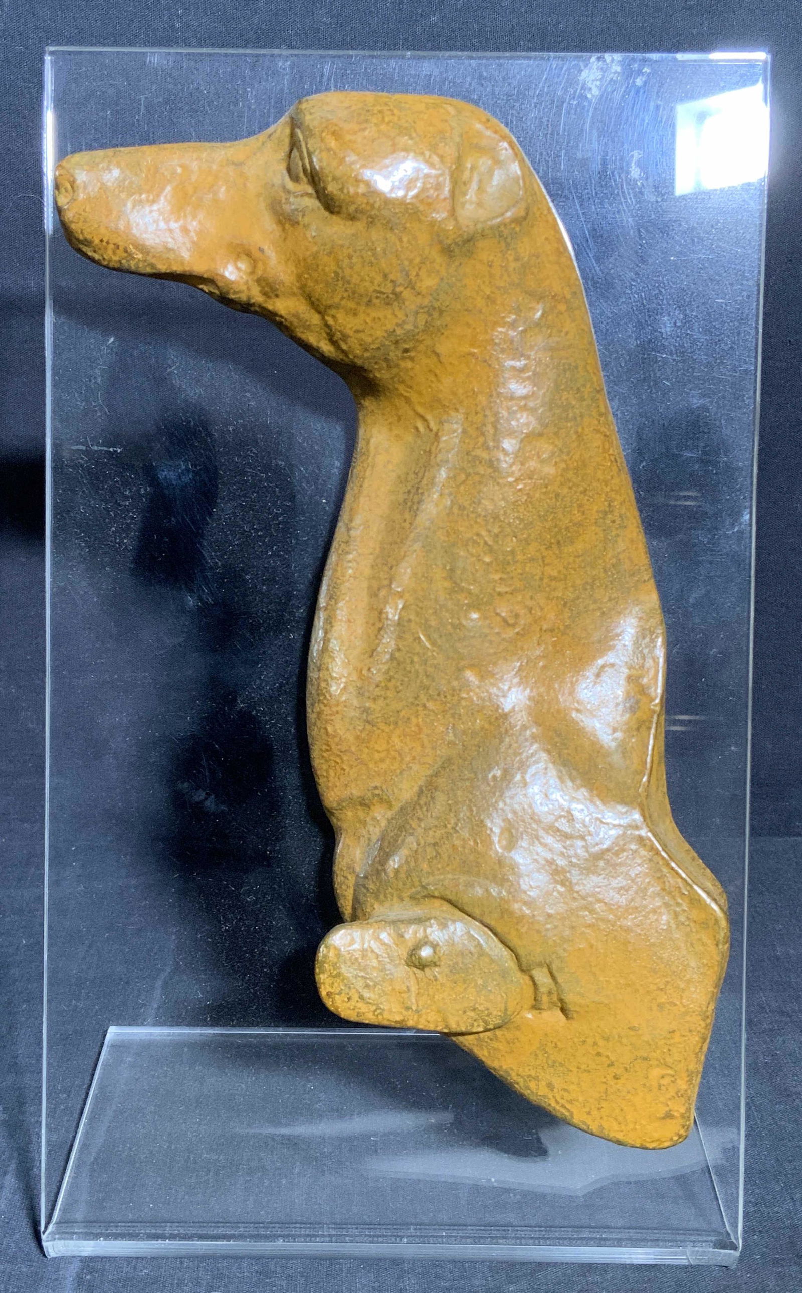 Mounted Bronze Greyhound Sculpture on Acrylic (1 of 6)