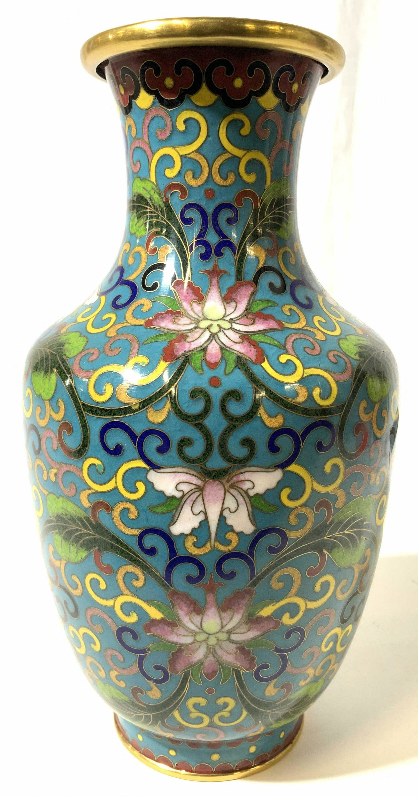Vintage Asian Enameled Cloisonne Vase Centerpiece (1 of 10)