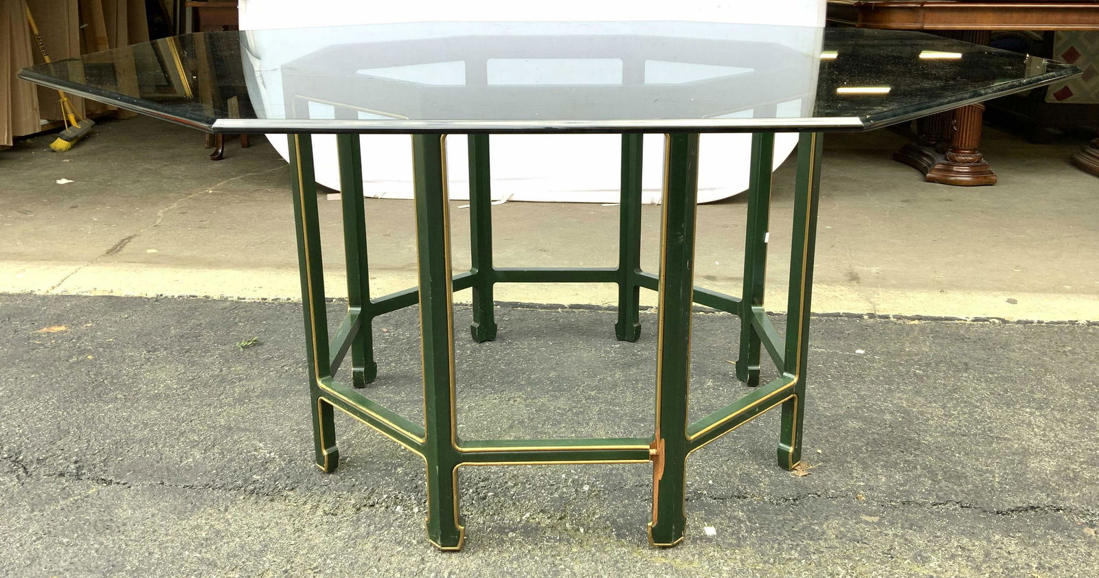 Wood Base Glass Top Octagonal Dining Table (1 of 10)