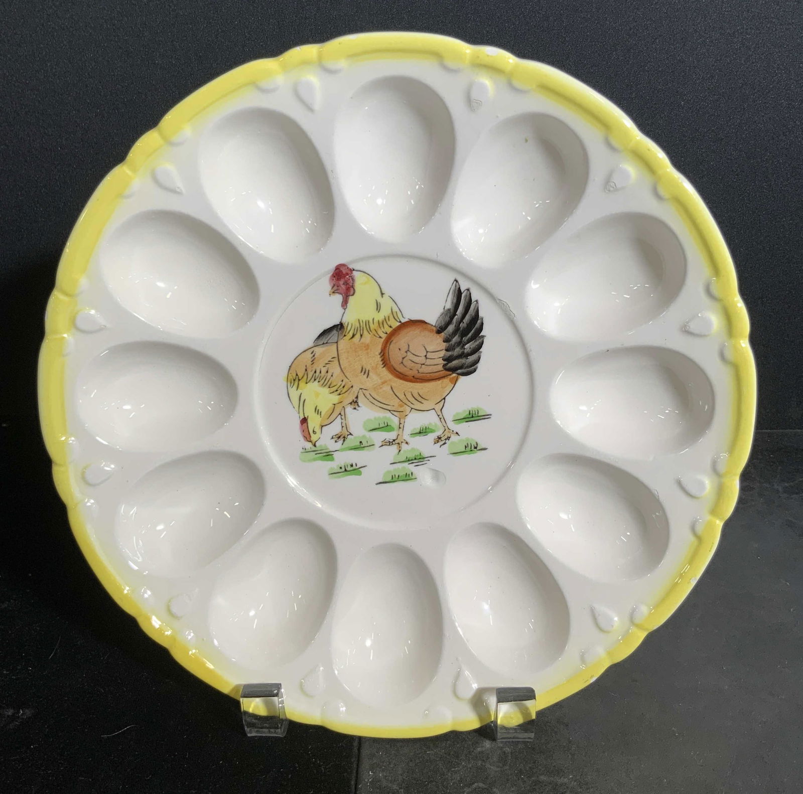 Hand Painted Porcelain Chicken Deviled Egg Dish (1 of 10)