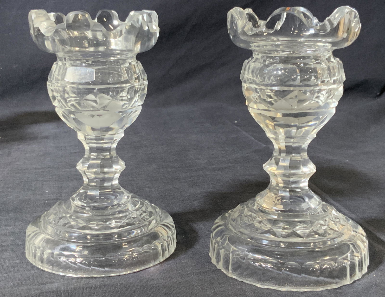 4 PCs Cut Glass Tabletop Candle Stick Holders (1 of 8)