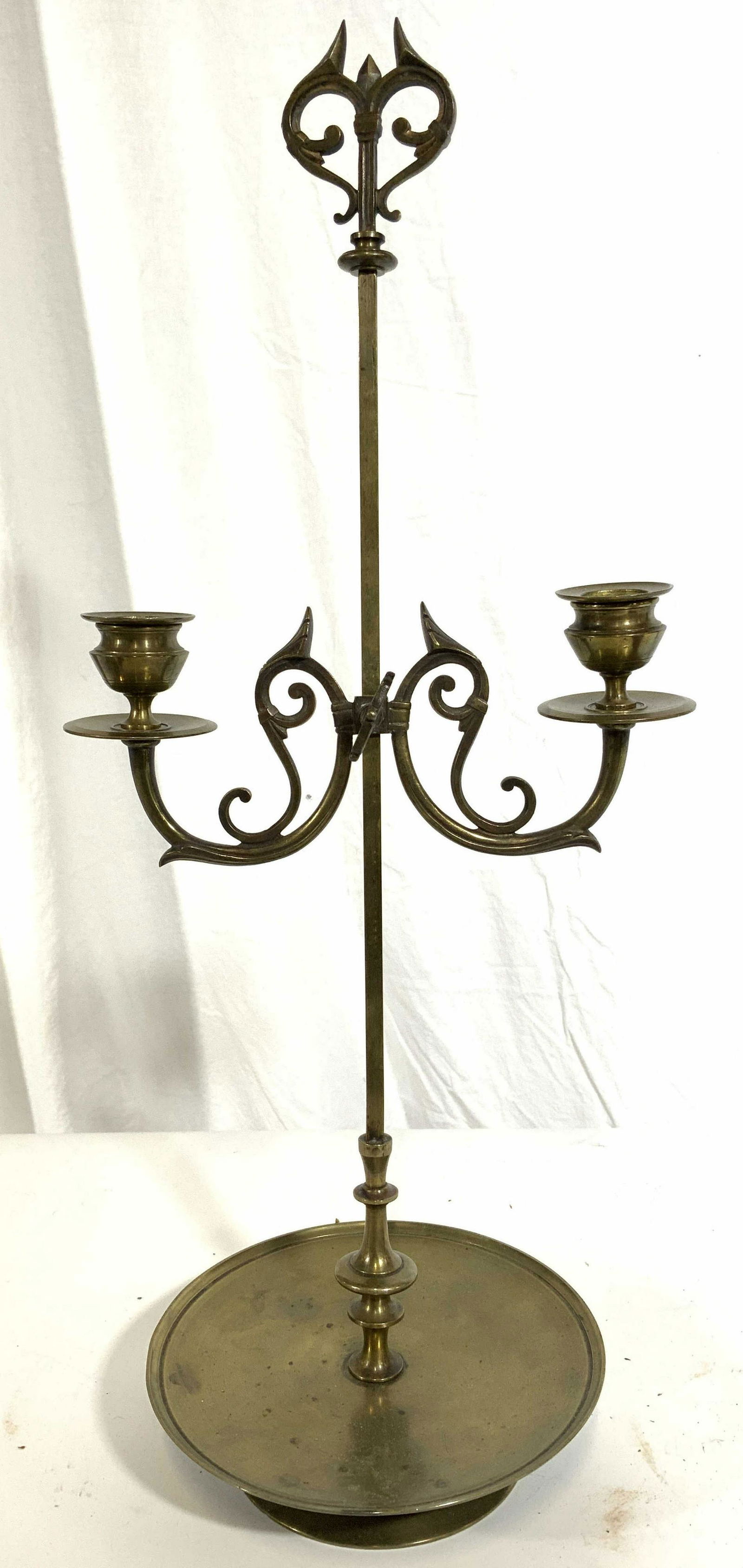 Vintage Adjustable Footed Brass Candelabra (1 of 9)