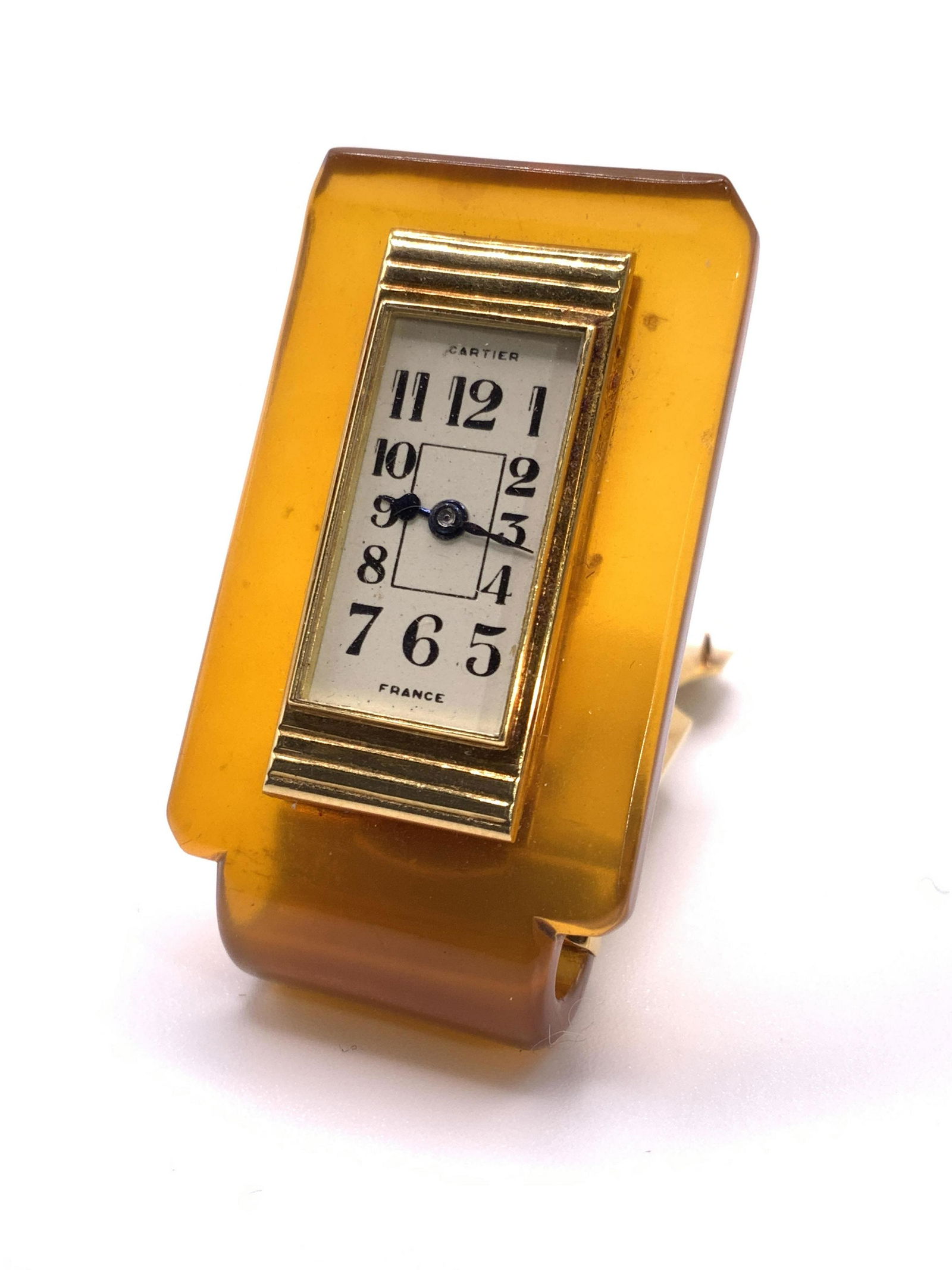 CARTIER FRANCE Vntg Bakelite & 18K Gold Watch Clip (1 of 11)