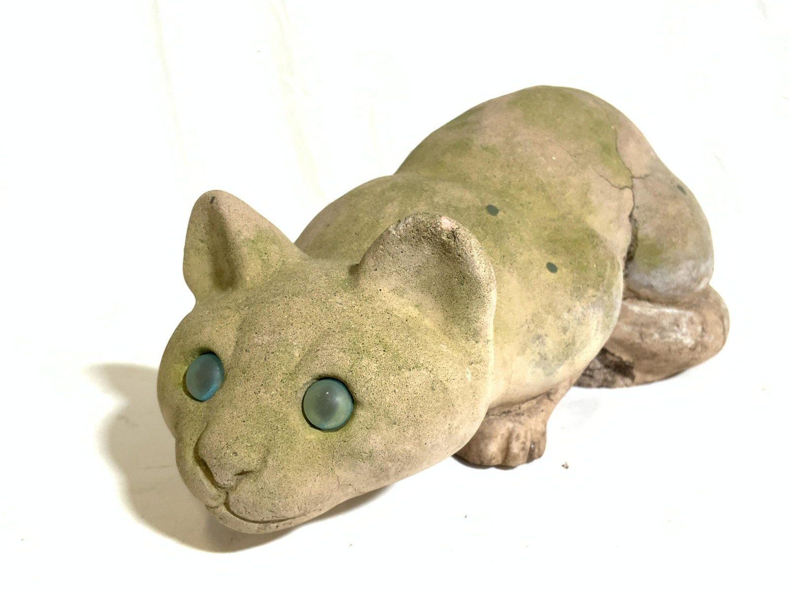 Clay Ceramic Crouching Cat Statue Figure (1 of 8)
