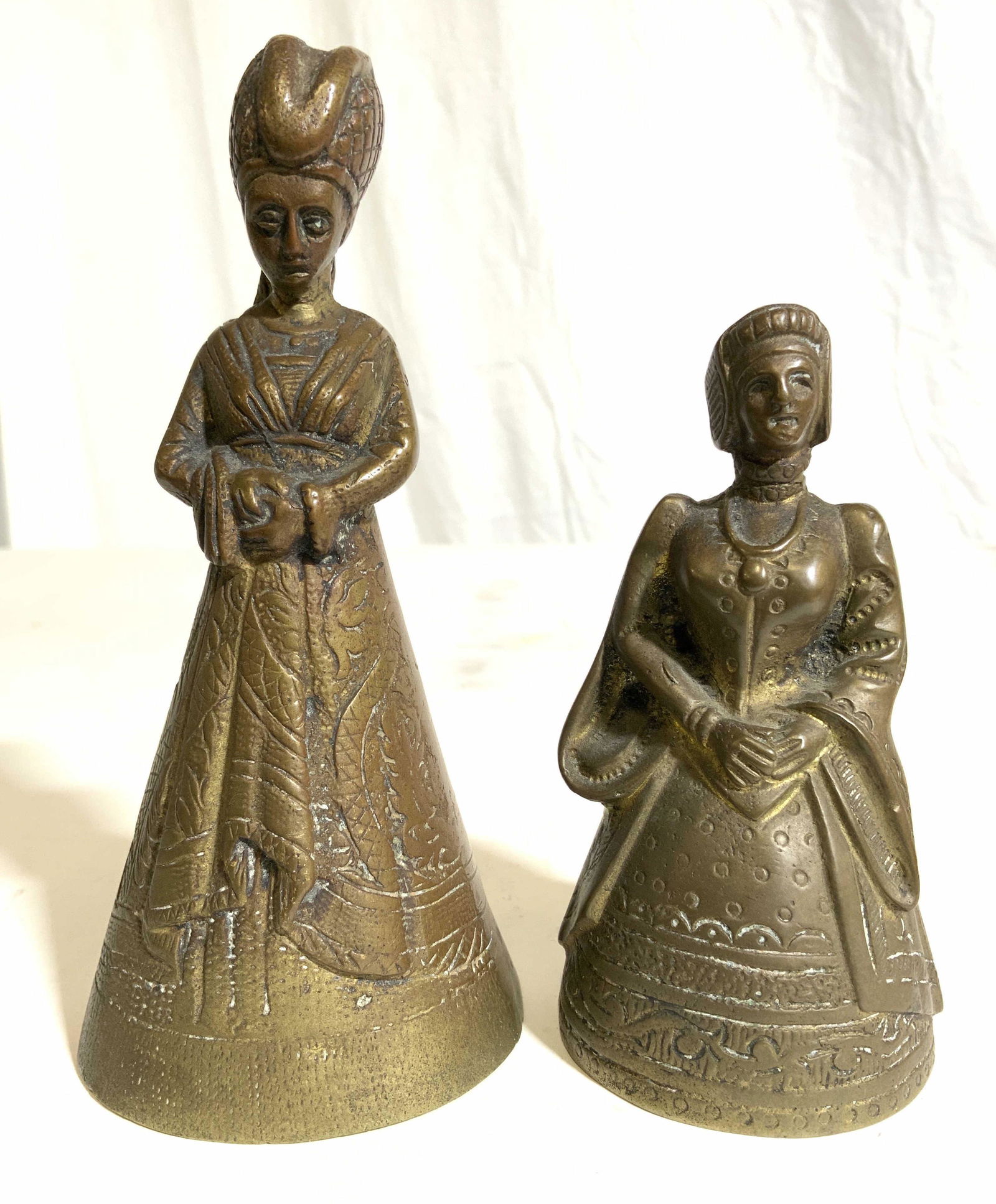 Lot 2 Vintage Brass Female Figural Bells (1 of 9)