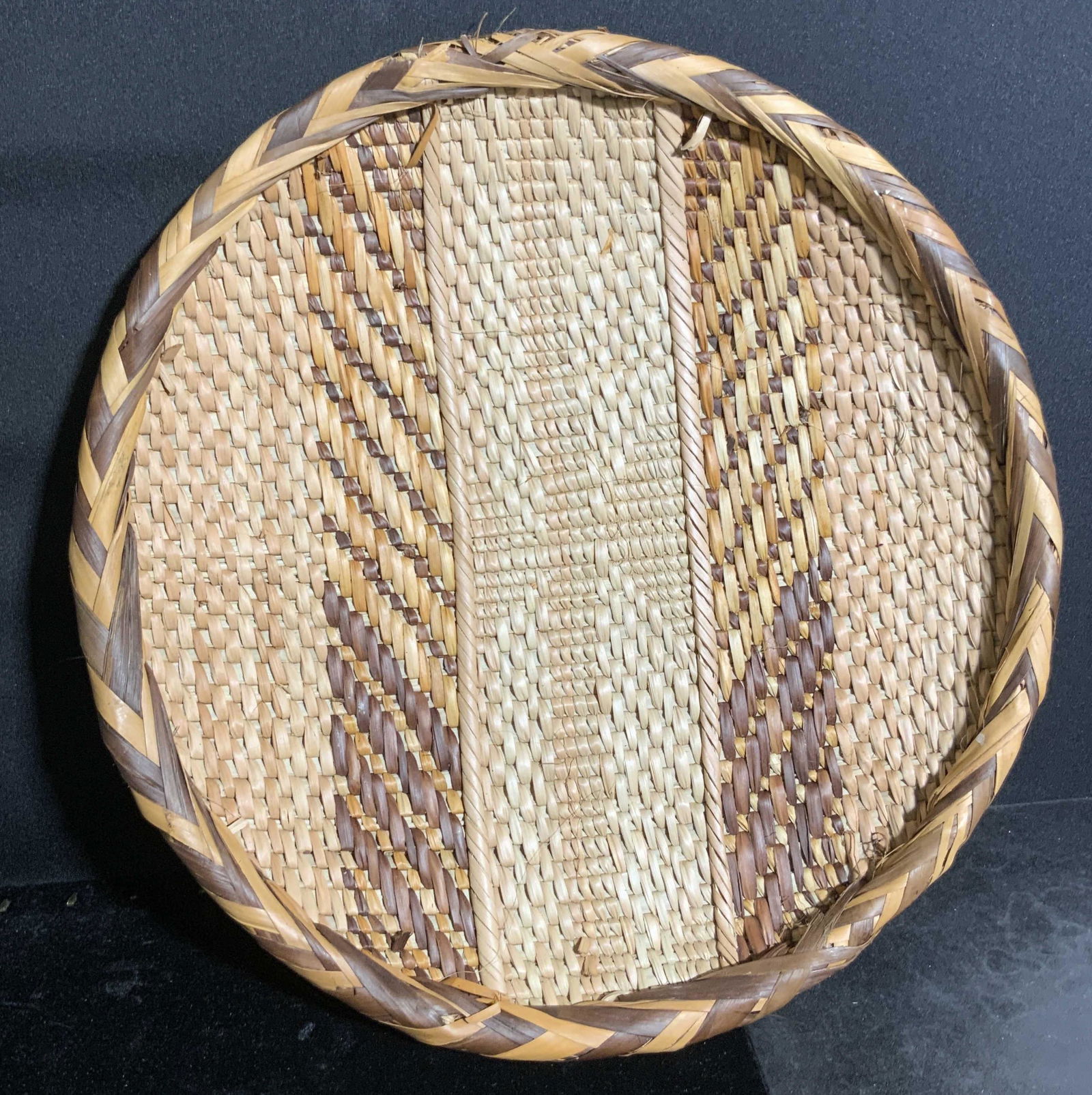 Vintage Round Woven Straw Drying Basket (1 of 6)