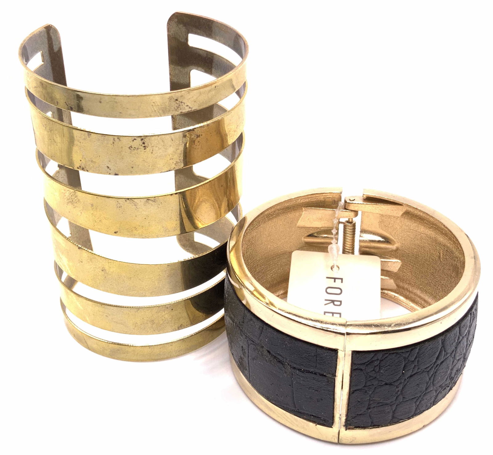 2pc Gold Tone Metal Statement Bracelets, F21 &More (1 of 8)