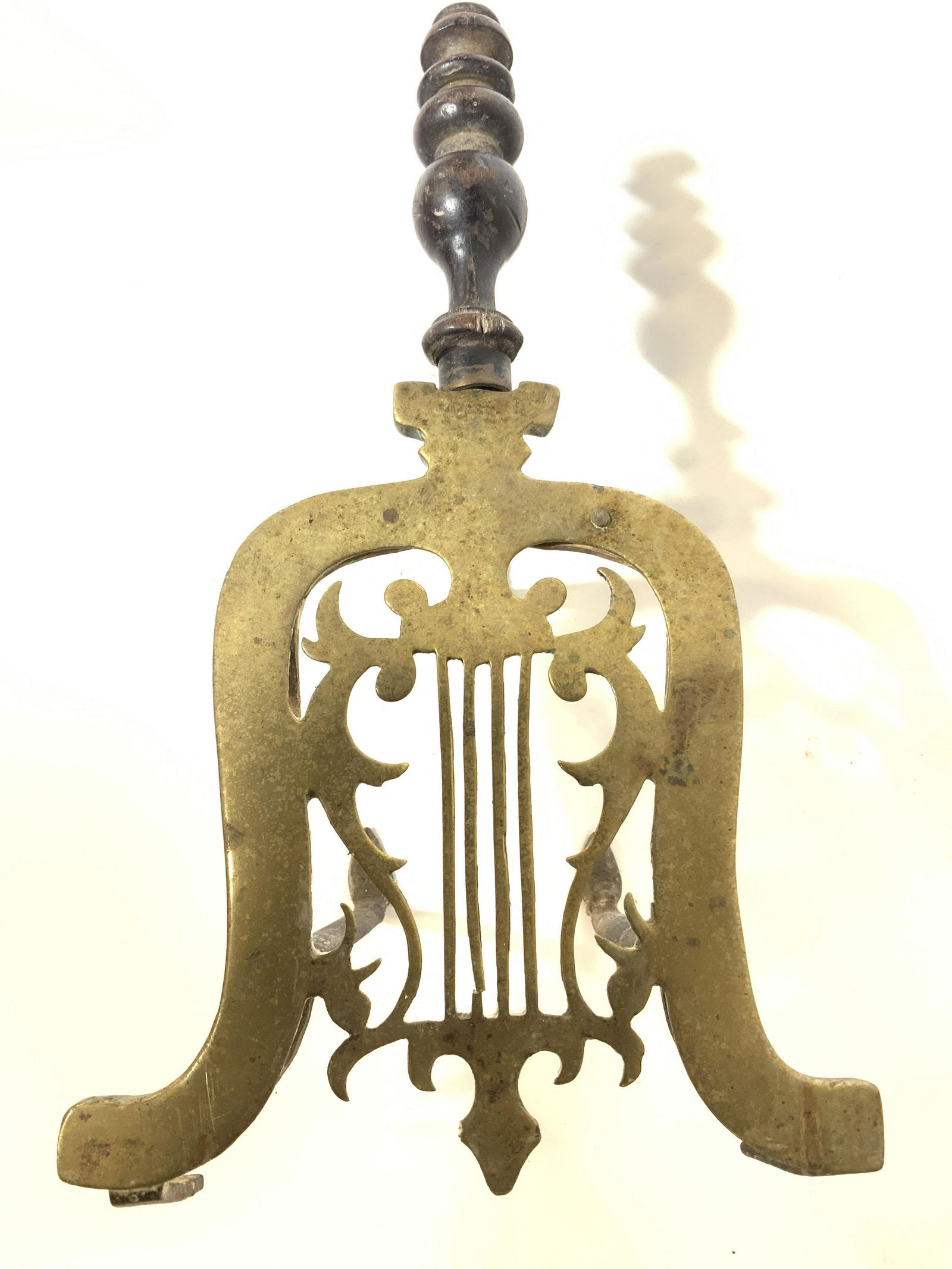 Vintage Harp Shaped Brass Trivet W Handle (1 of 8)