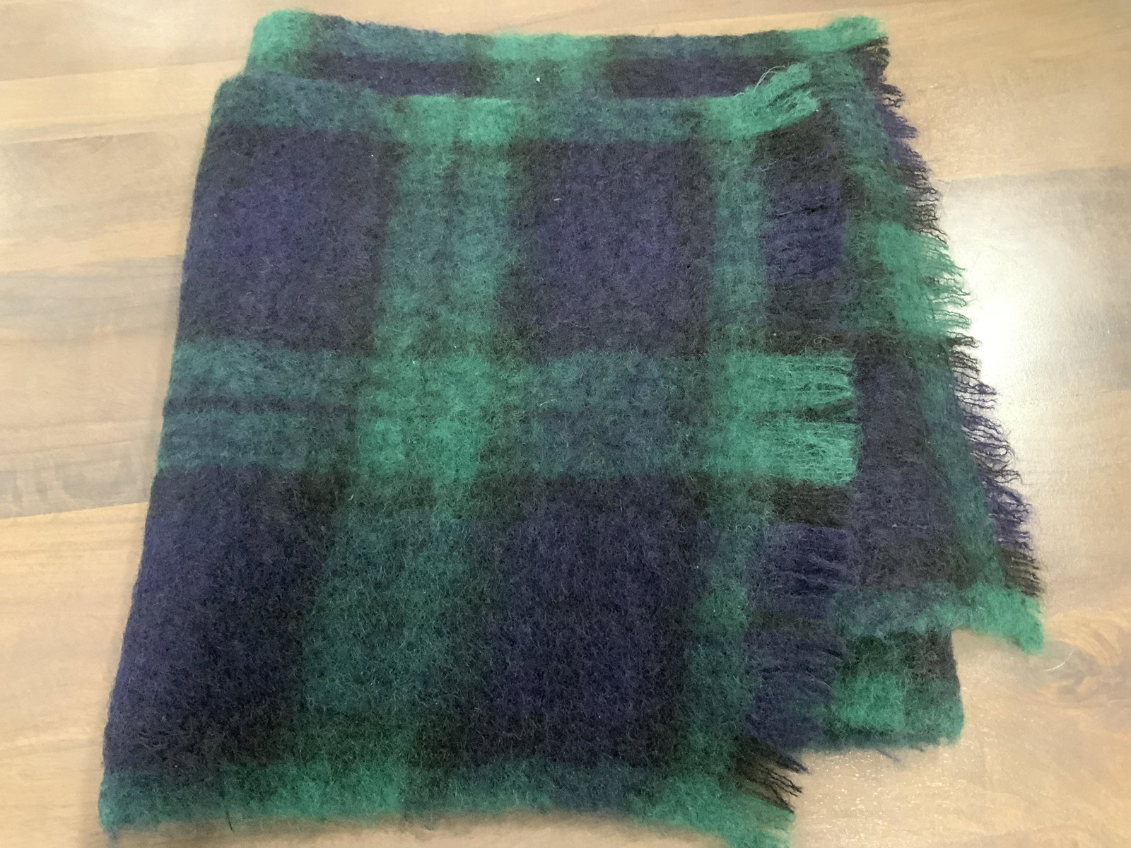 Vtg Mohair Pile Tartan Shawl/ Throw, Scotland (1 of 6)