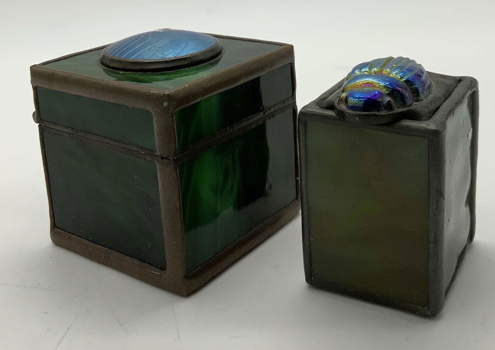 Pr Hand Rolled Sheet Glass Box w Beetle Motif (1 of 4)