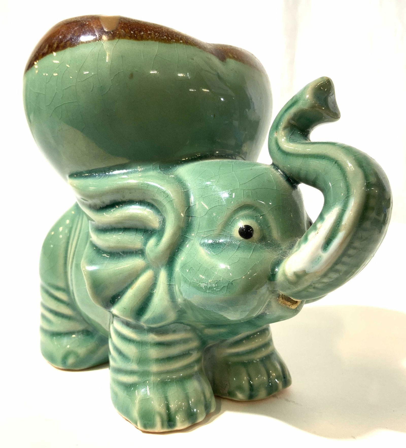 Celadon Green Asian Ceramic Elephant Vessel (1 of 8)