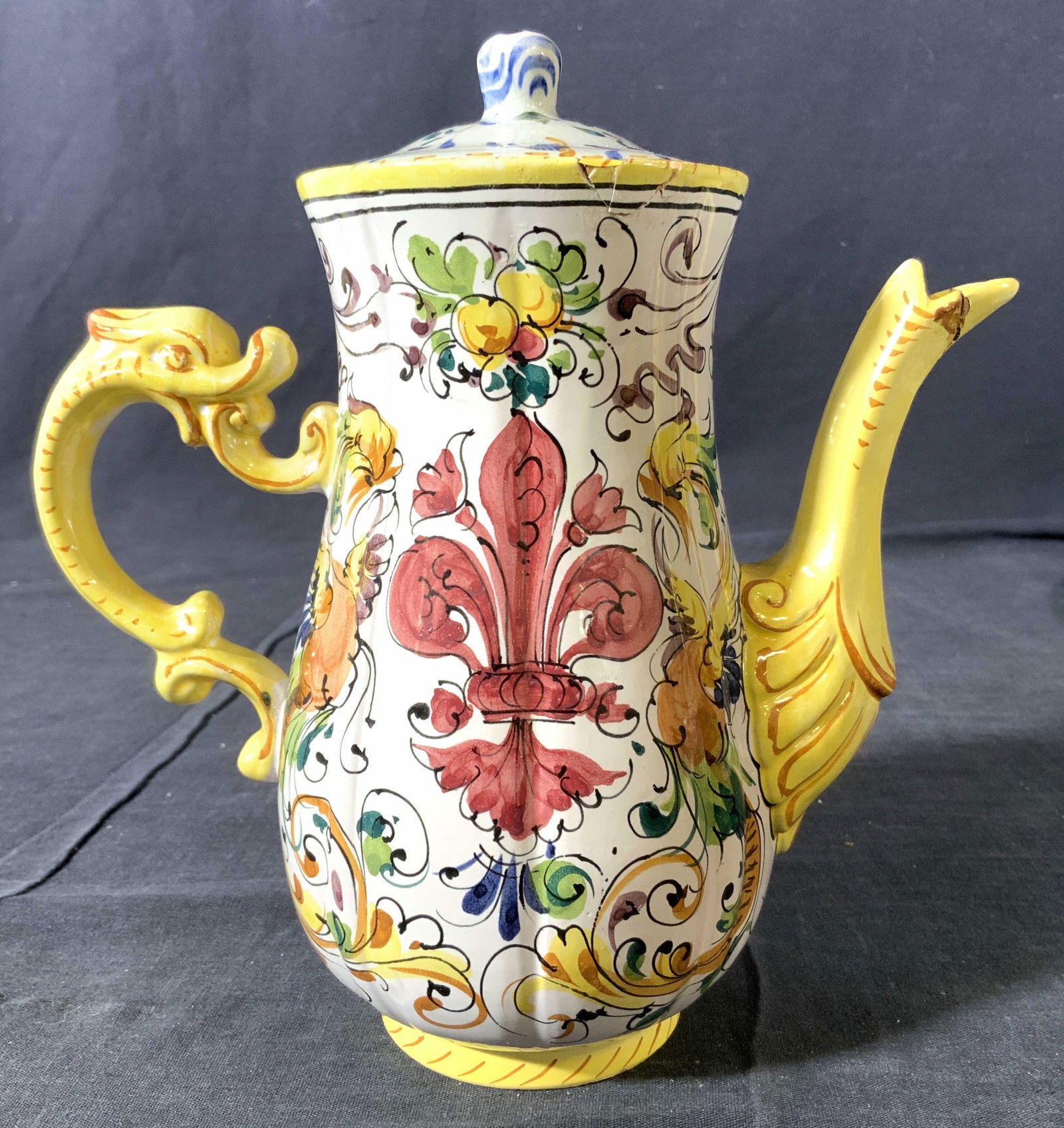 Hand Painted Italian Porcelain Coffee Pot W Lid (1 of 9)