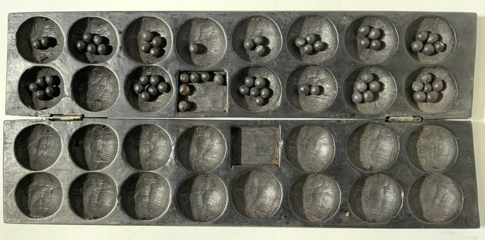 Vintage Carved Wooden MANCALA Board W Beads (1 of 8)