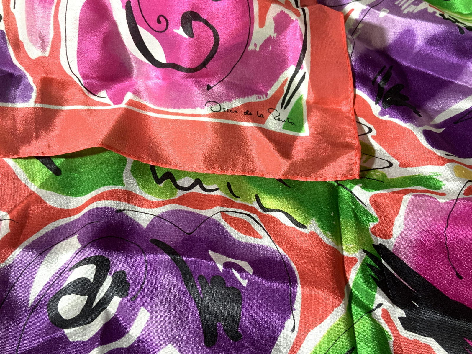 Oscar de la Renta Vtg Silk Scarf (1 of 5)