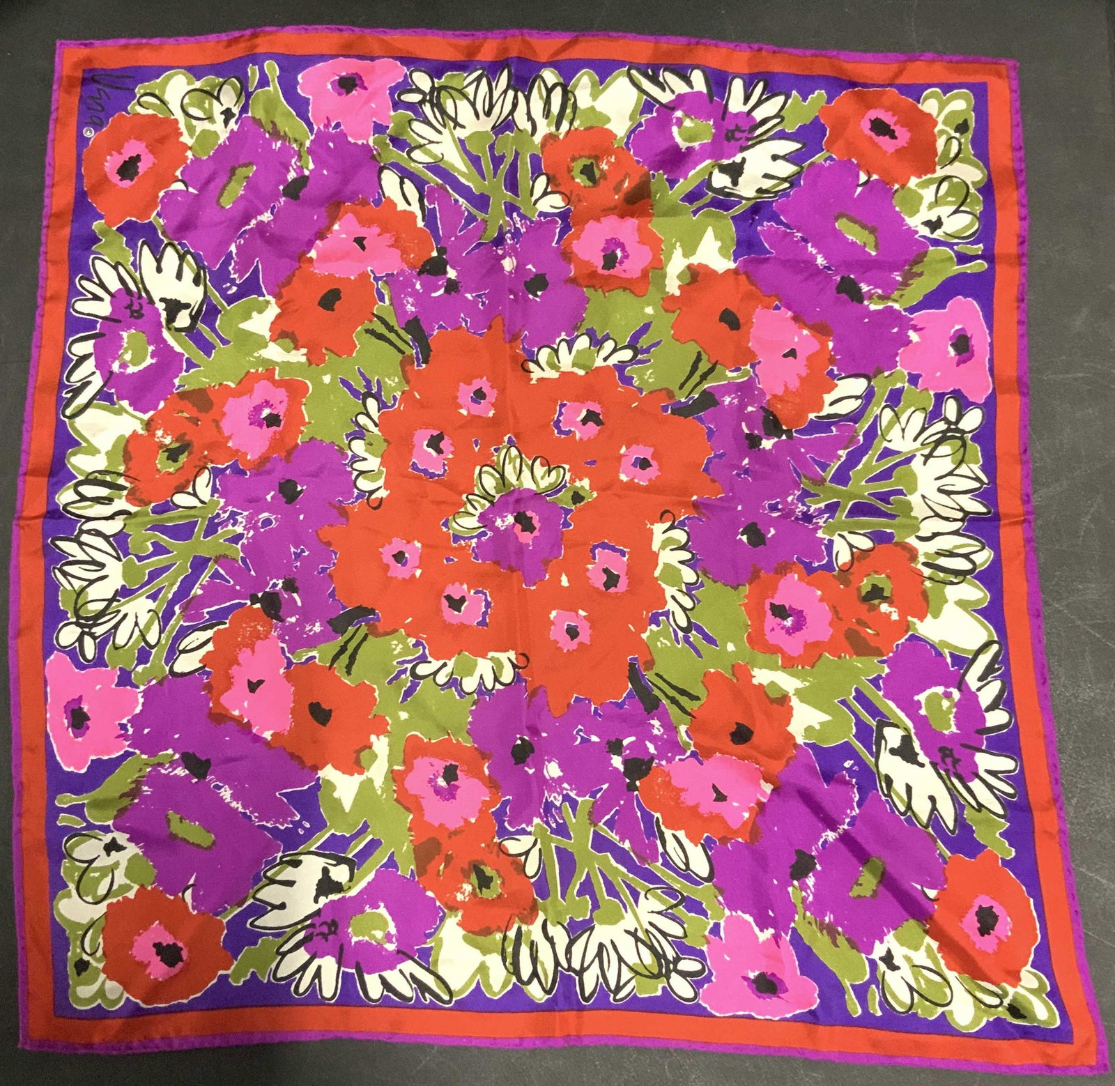 Signed VERA Hand Rolled Silk Scarf (1 of 5)