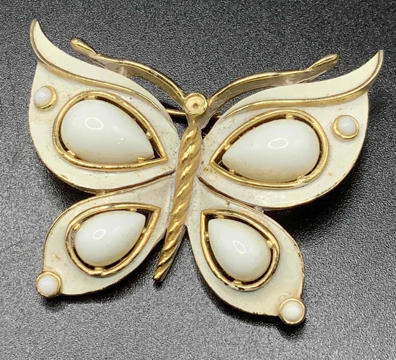Trifari Enamel & Cabochon Butterfly Brooch (1 of 4)