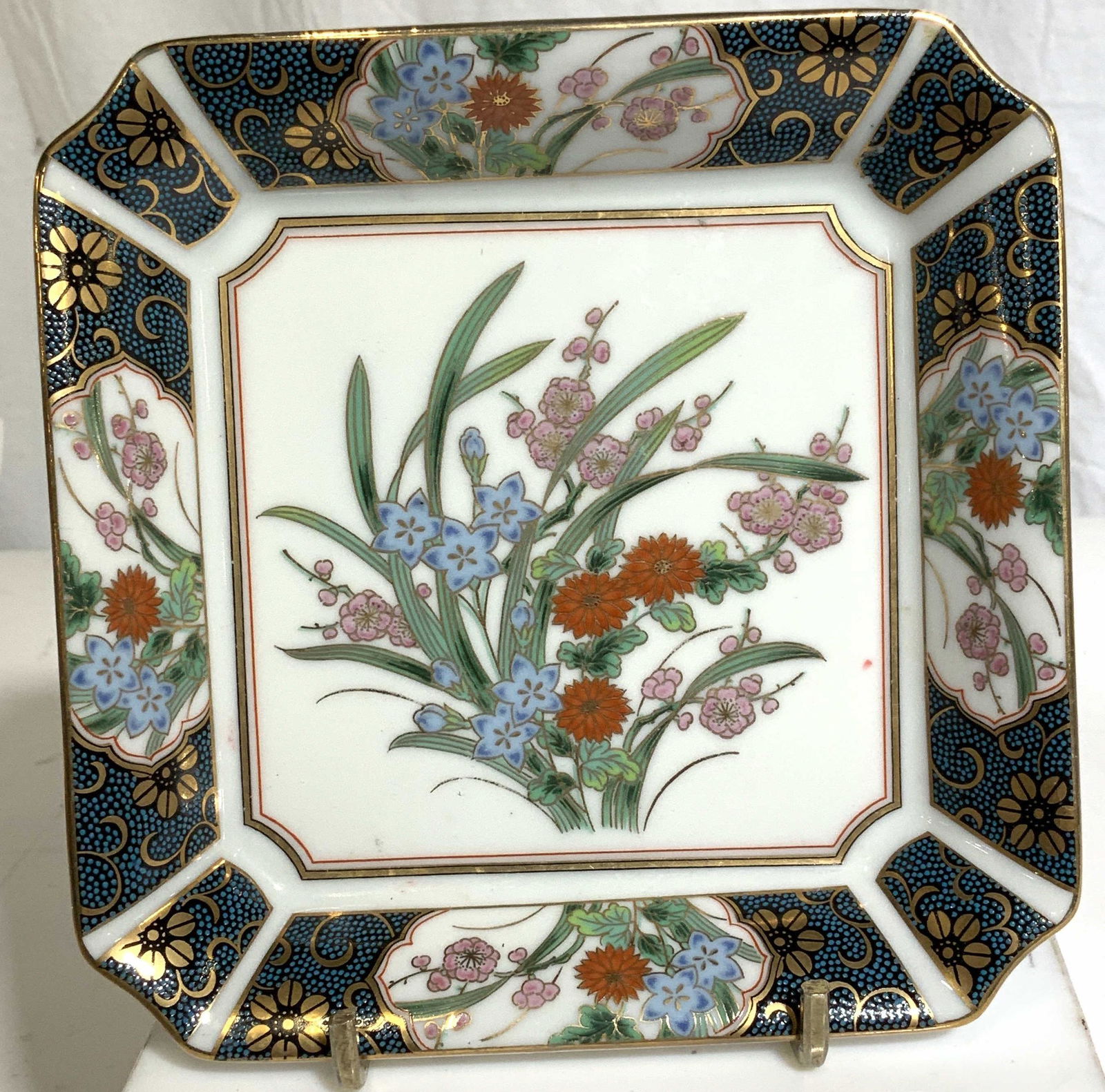 Signed Asian Stoneware Hand Painted Plate (1 of 6)