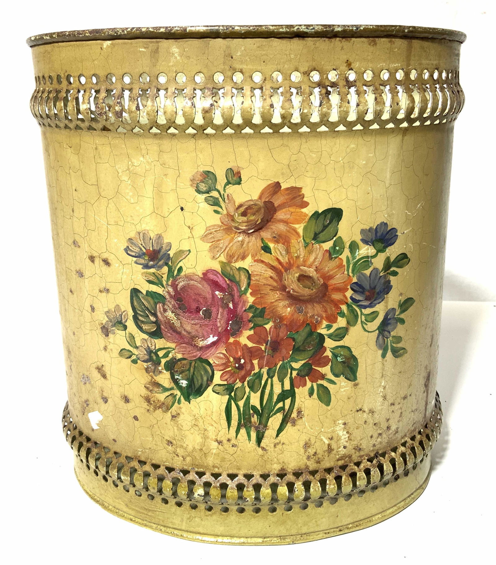 Vintage Hand Painted Toleware Bin (1 of 8)