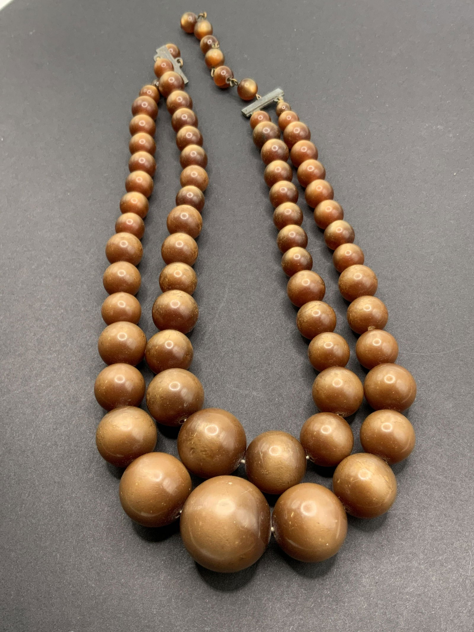 Vintage Graduated Brown Sphere Necklace, Jewelry (1 of 9)