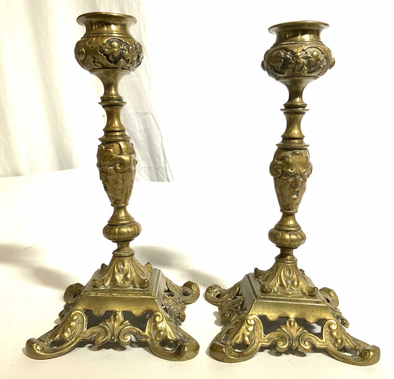 Pair Vintage GESCHUTZT Brass Candlesticks (1 of 8)