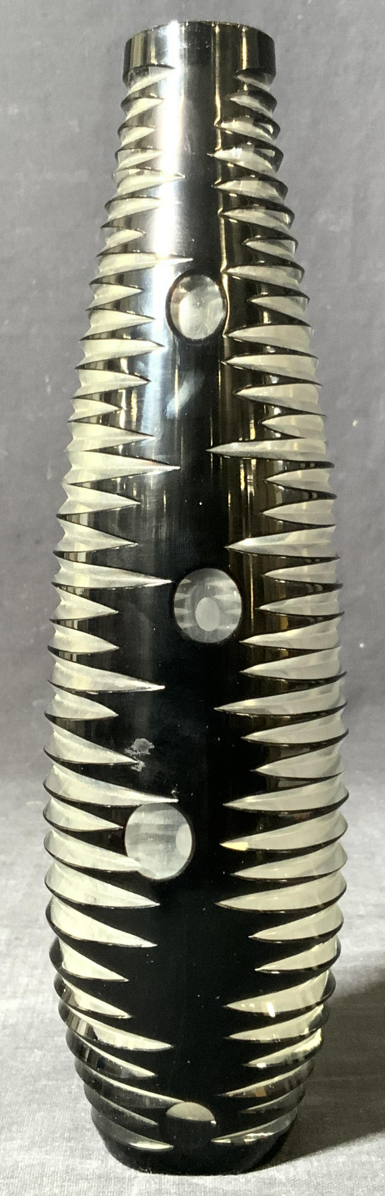 Vintage Art Deco Black Cut Glass Vessel (1 of 10)