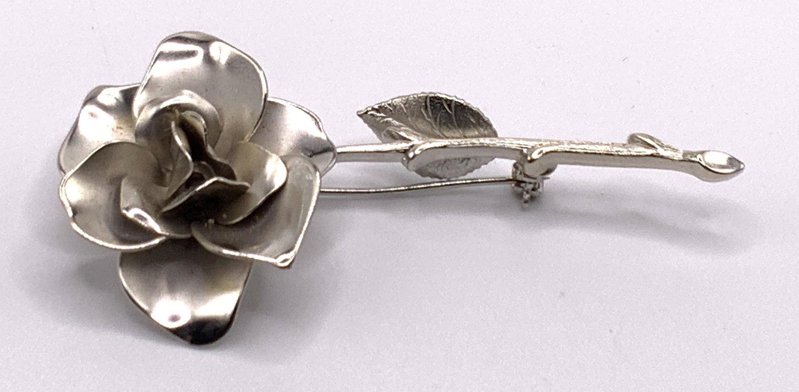 Silver Toned Rose Brooch (1 of 7)