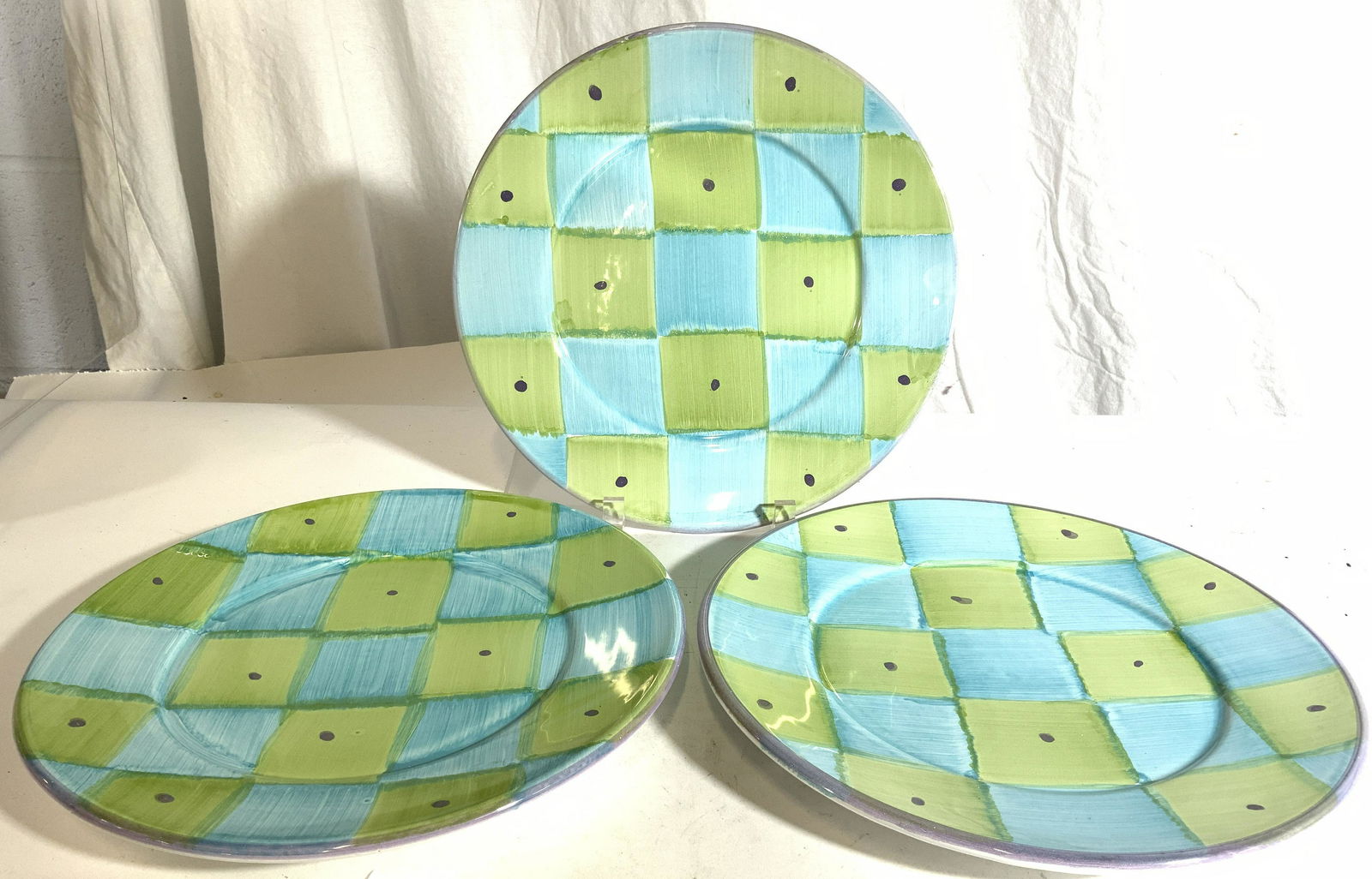 3 PCs Pottery Barn Green & Blue Dishes (1 of 8)