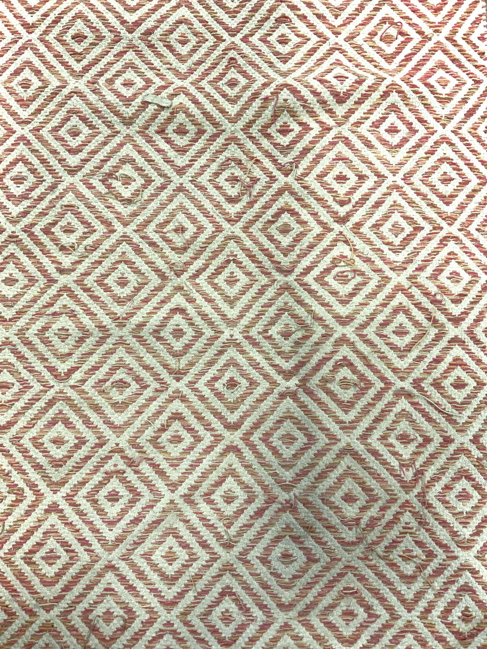 SPRINGFIELD Cotton Area Rug: Rug has tag which reads SPRINGFIELD. Rug is Cotton as stated on tag. Piece measures approx 43 inches long 27 inches wide. Rug, carpet, vintage rug, Springfield rug, Cotton rug. Piece has evident wear 