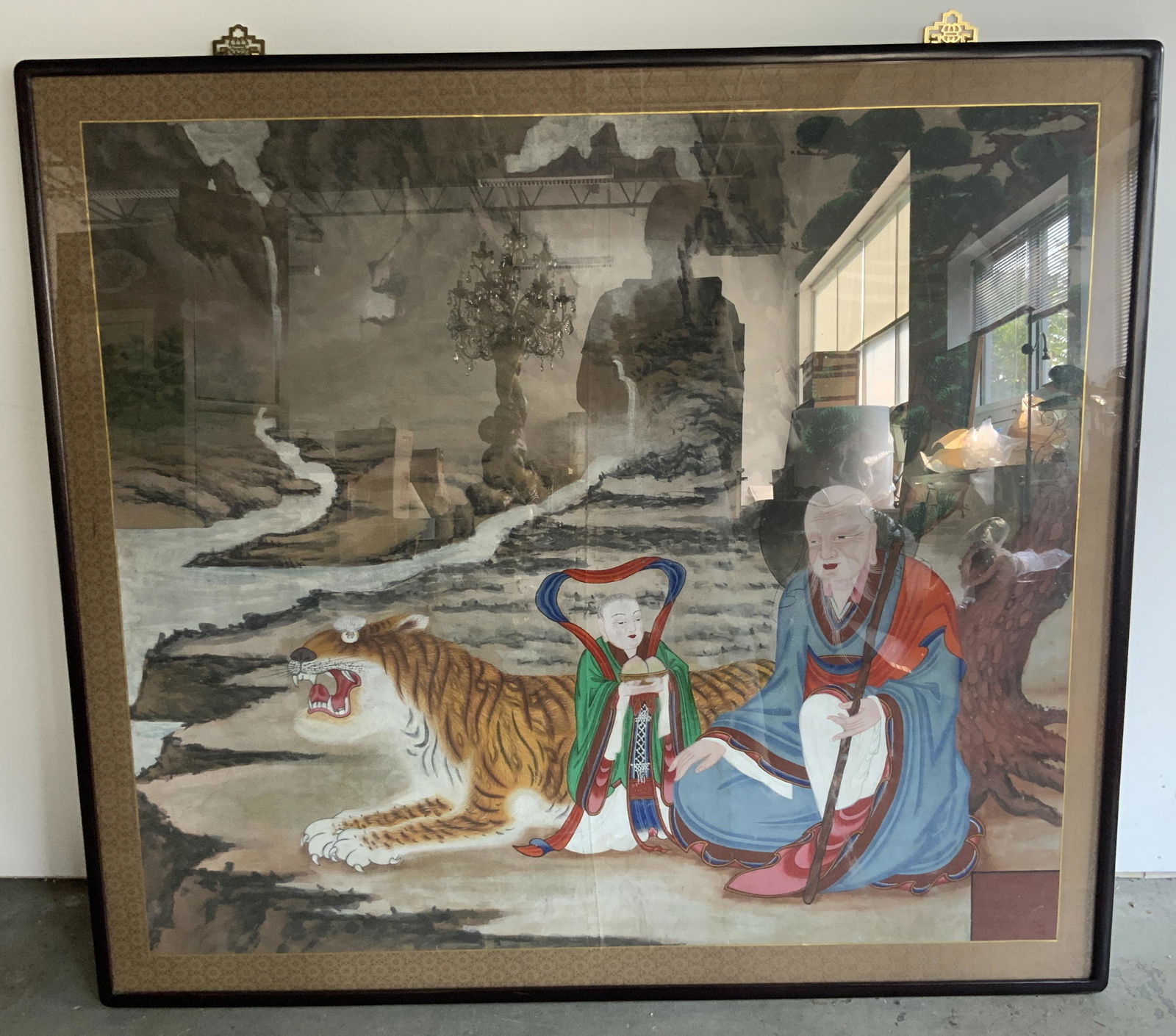 Framed Asian Ink and Color on Silk Artwork (1 of 12)