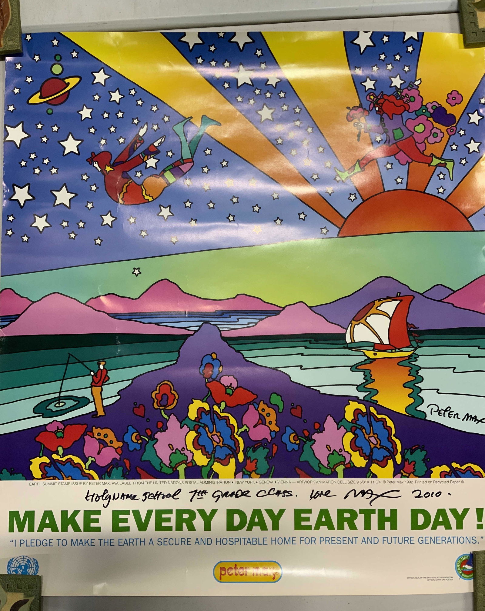 PETER MAX Signed Earth Day Classroom Poster (1 of 9)