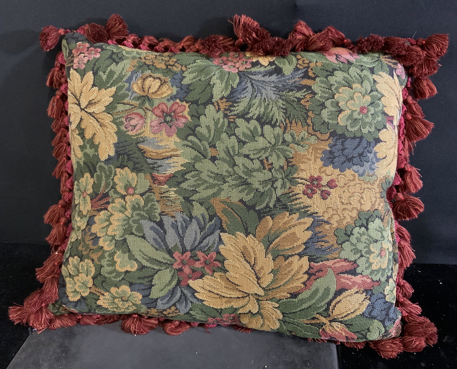 Fringed Tapestry Style Throw Pillow (1 of 4)