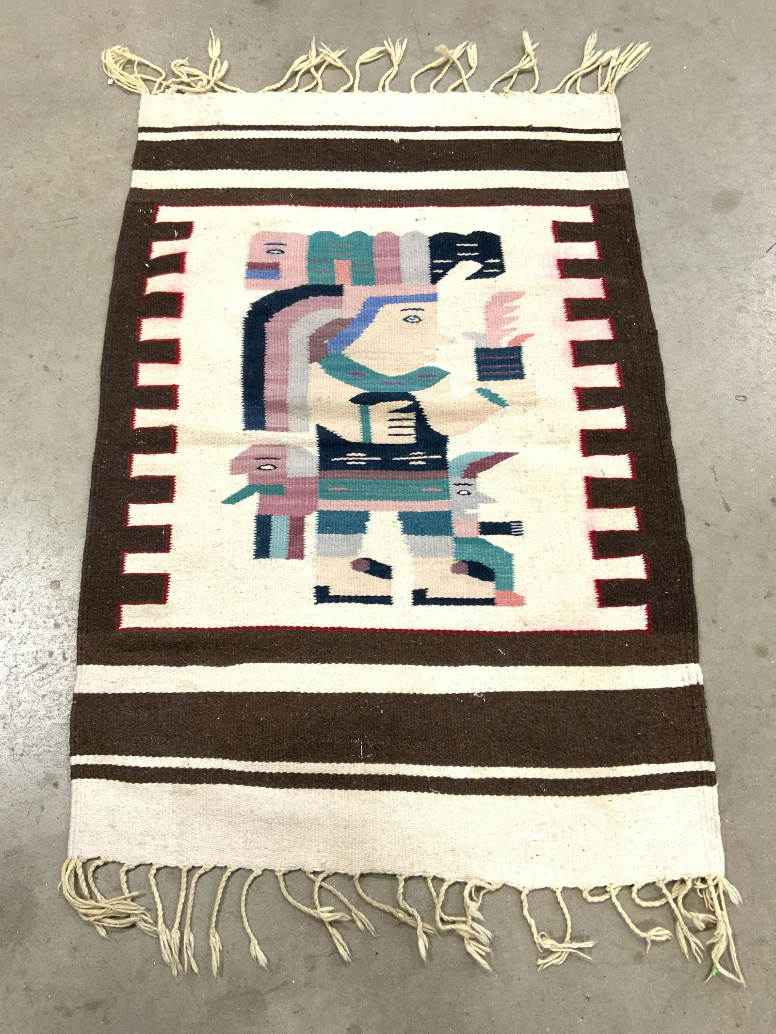 Vintage Handmade Tribal Style Flat Weave Wool Rug (1 of 8)