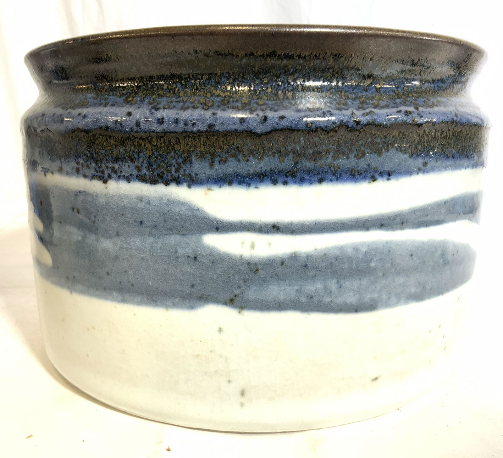 Vintage Wide Set Signed Ceramic Vessel (1 of 8)