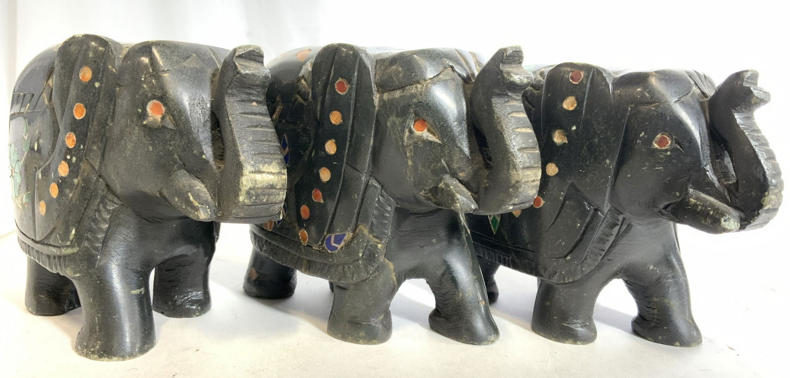 Lot 3 Carved Stone Elephant Figures (1 of 9)