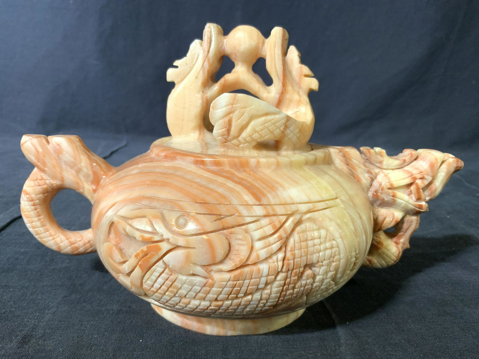 Onyx Jadeite Asian Dragon Teapot W Lid (1 of 13)