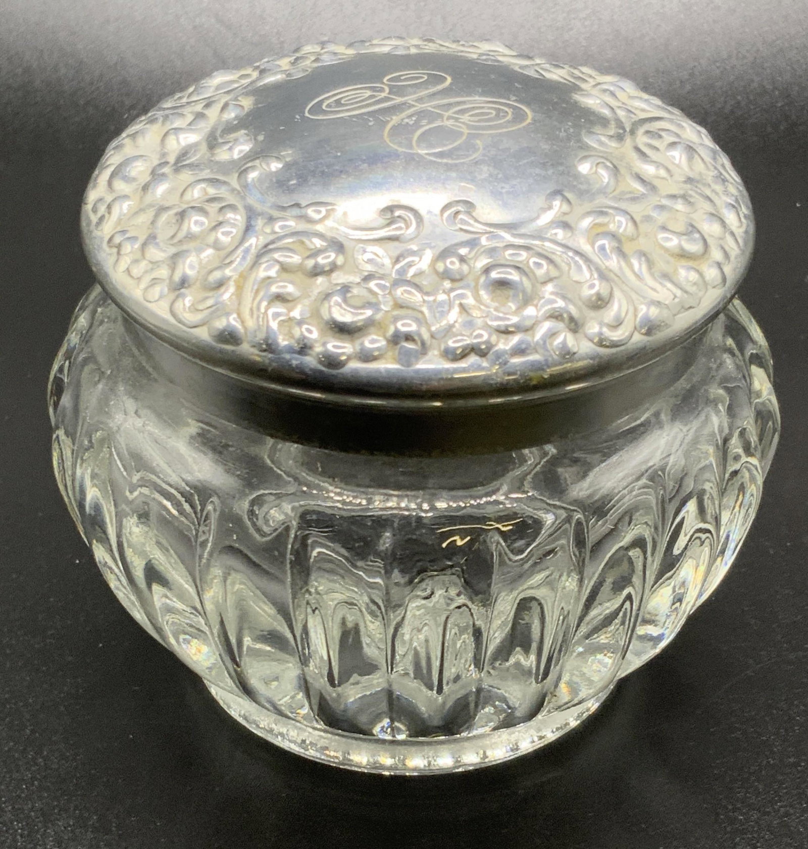 Vintage HOUBIGANT Signed Lidded Glass Vanity Jar (1 of 10)