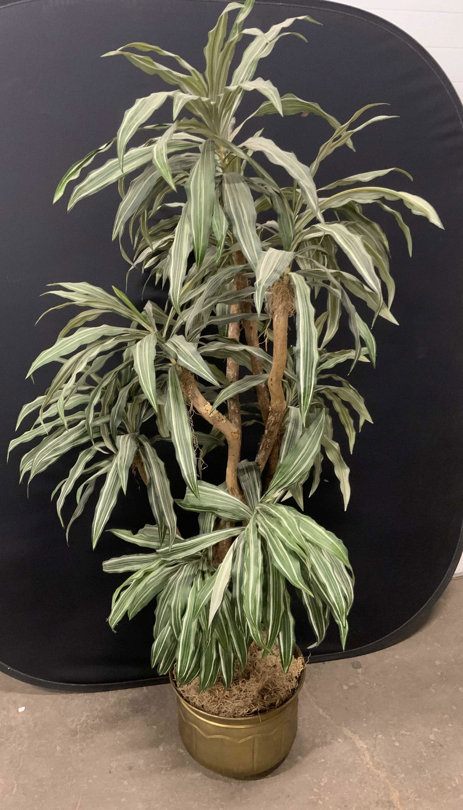 Decorative Faux Houseplant w Brass Planter (1 of 5)