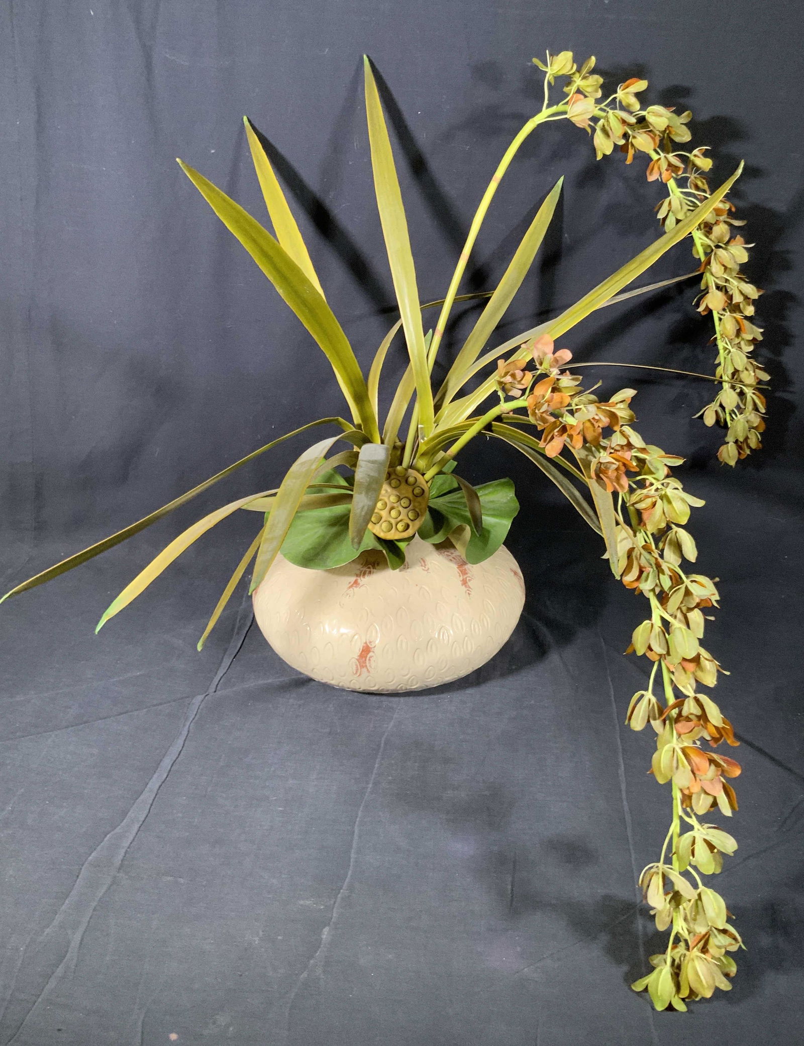 Vintage Ceramic Vase W/ Faux Floral Plant (1 of 12)