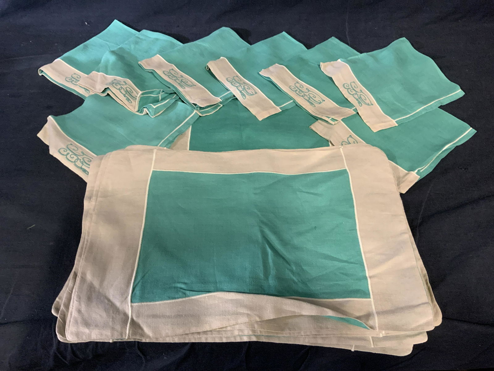 Group Lot Embroidered Table Linens (1 of 6)