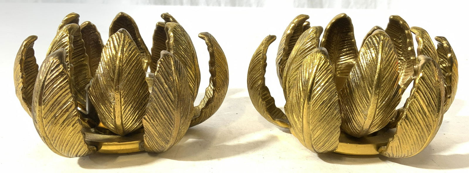 Pair CB2 Brass MW Palm Tealight Holders (1 of 8)