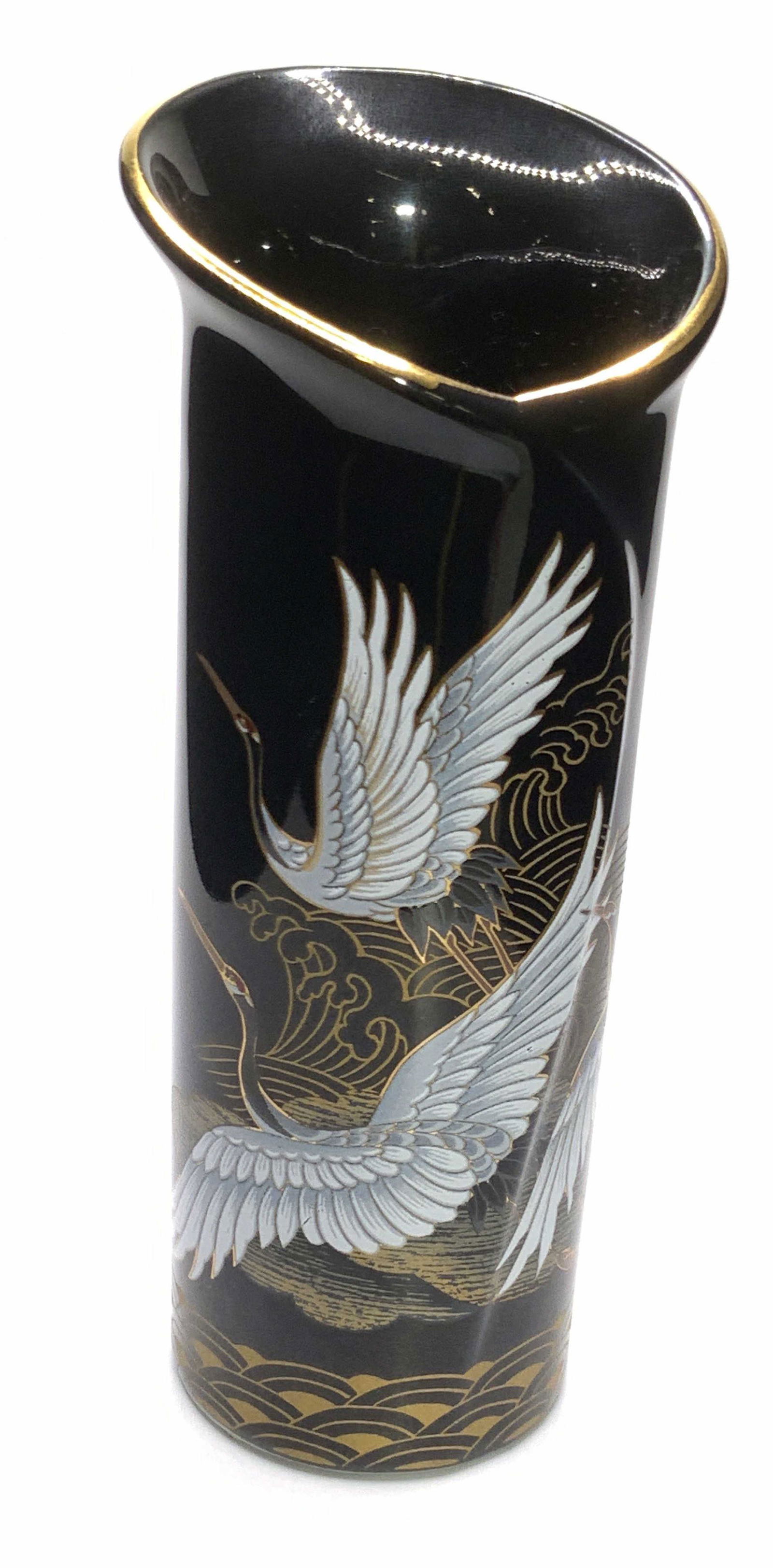 SHIBATA JAPAN Signed Vintage Porcelain Crane Vase (1 of 10)