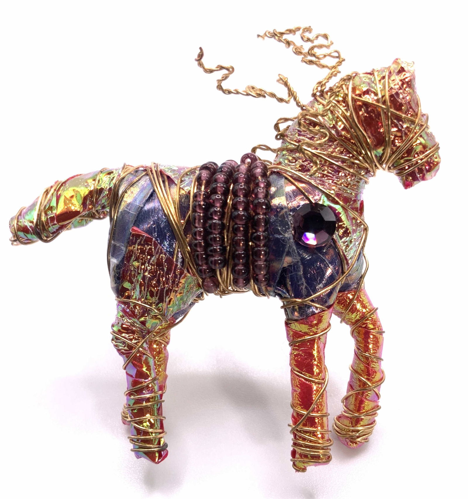 Wire Wrapped Mixed Media Horse Brooch, Jewelry (1 of 9)