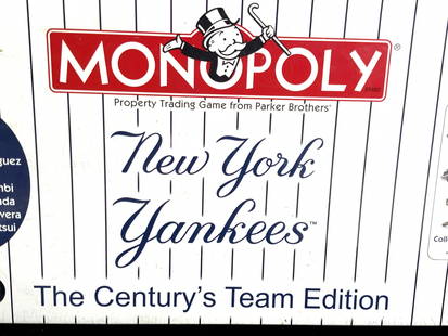 Packaged MONOPOLY NEW YORK YANKEES Edition: New York Yankees The Centurys Team Edition MONOPOLY Board Game FACTORY SEALED. Measures approx 10L x 20W in. Property of Manhattan, New York Estate of D. Winston, matchmaker to the stars, NYC