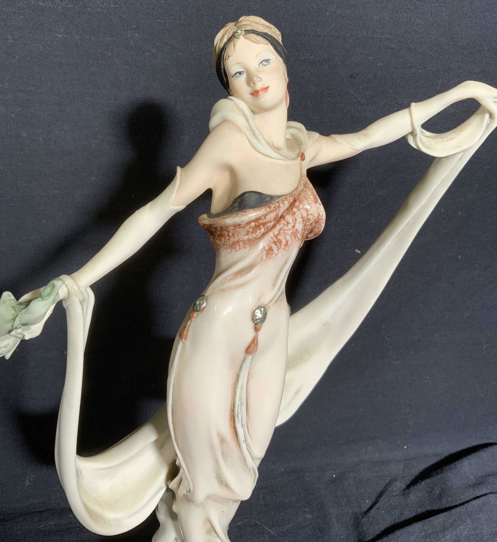 Collectible Giuseppe Armani 14 Inch Figurine: Collectible Giuseppe Armani 14 Inches Figurine, made out of porcelain, inscriptions read GUISEPPE ARMANI 1973 FLORENCE, measures 14 inches tall, wear consistent with age and use, right hand has been g