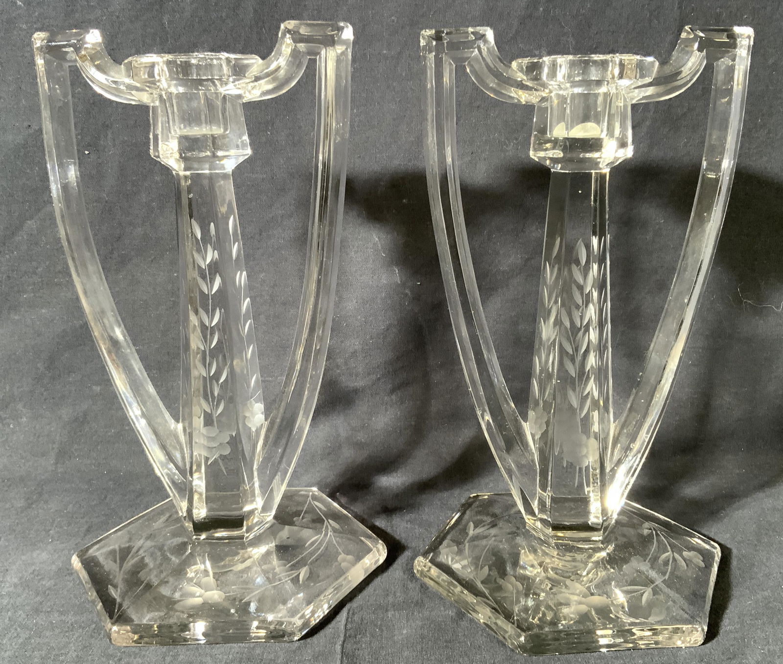 Pair Candlesticks W Handles & Frosted Detail (1 of 10)