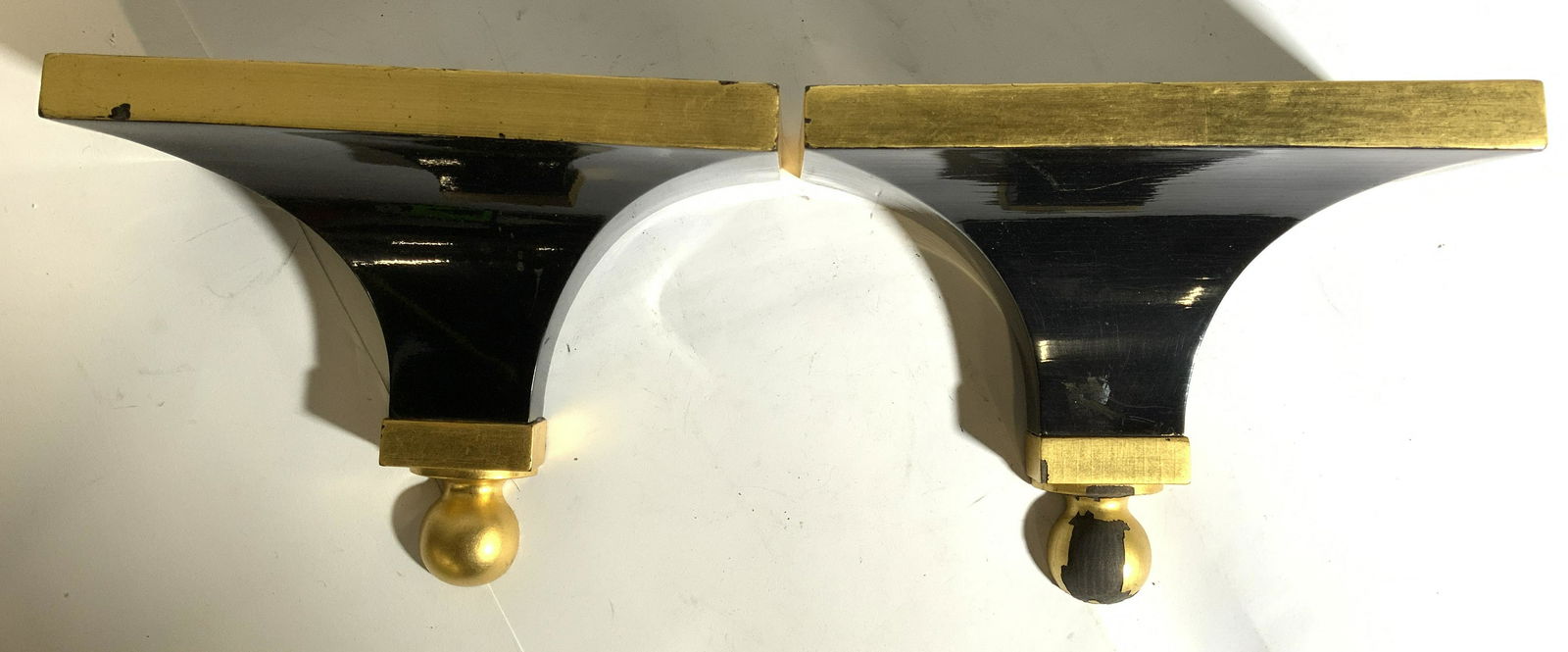 Pair Carved Wooden Wall Shelves W Gilded Accents (1 of 10)