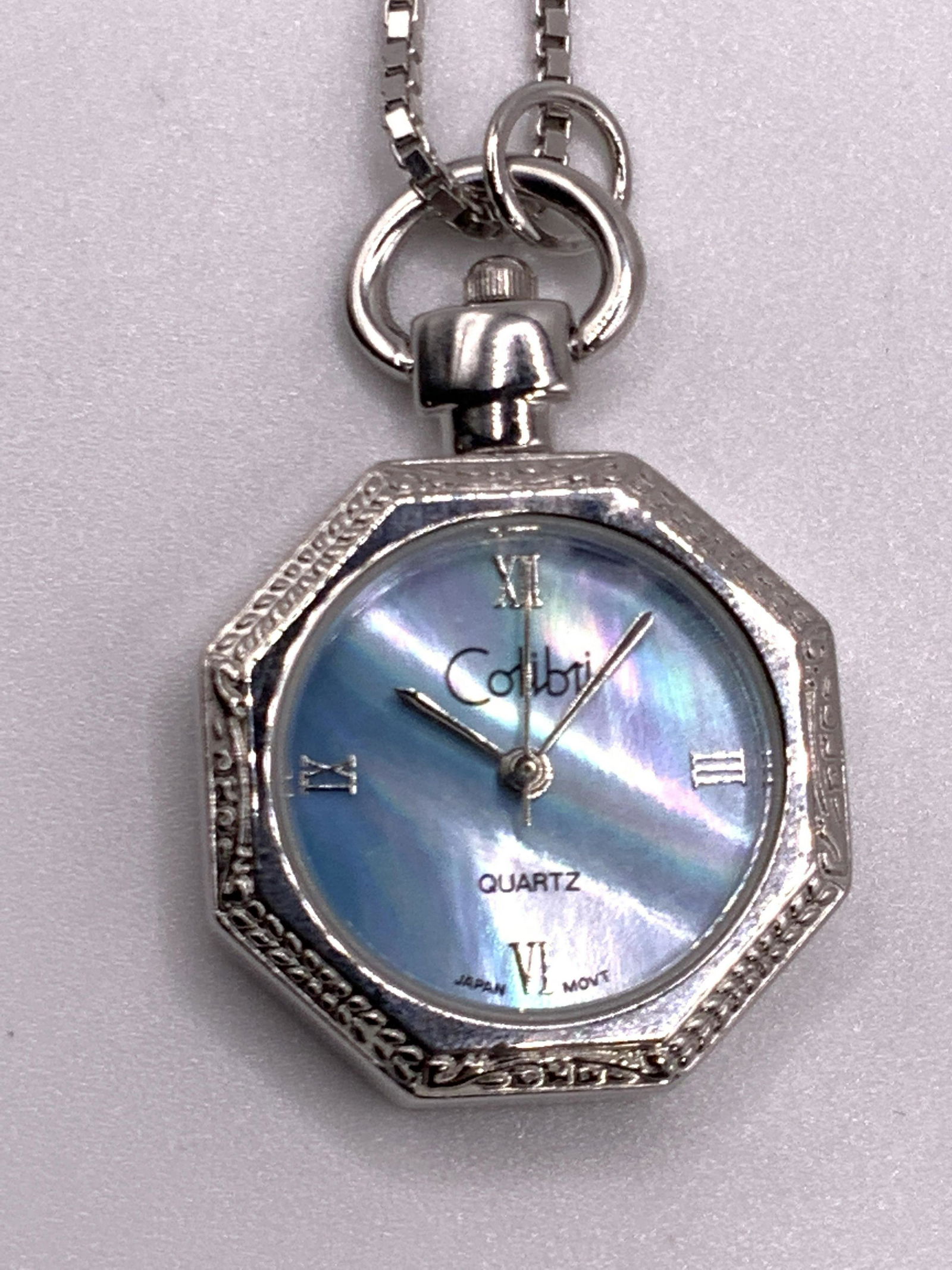 COLIBRI Sterling Silver Clock Pendant Necklace, Bx (1 of 9)