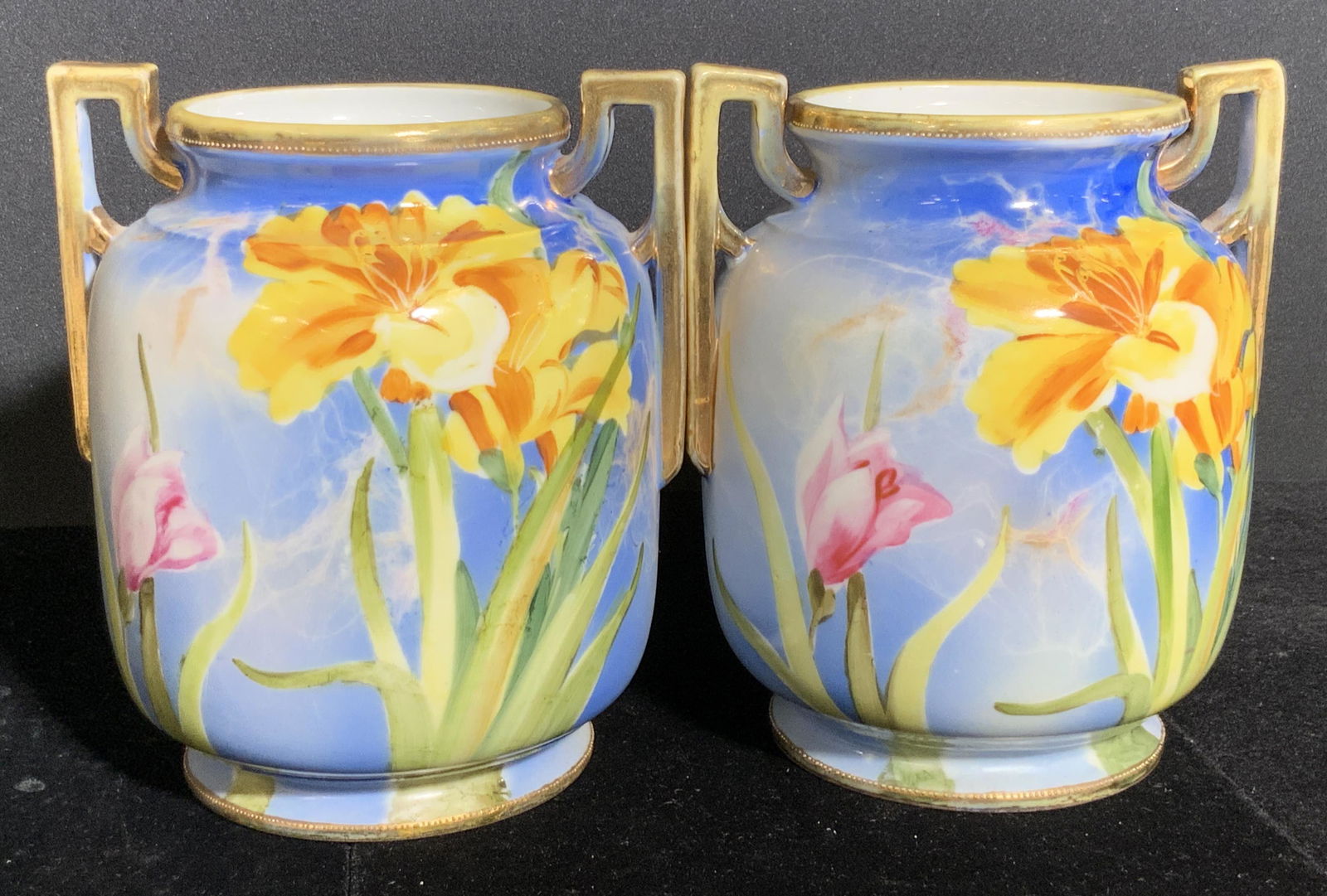 Pair Vintage NIPPON Signed Floral Porcelain Vases (1 of 13)